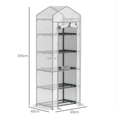 Outsunny 5 Tier Mini Greenhouse Grow House w/ Roll Up Door