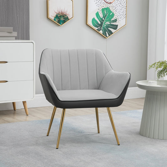 Modern Velvet Armchairs with Gold Steel Legs
