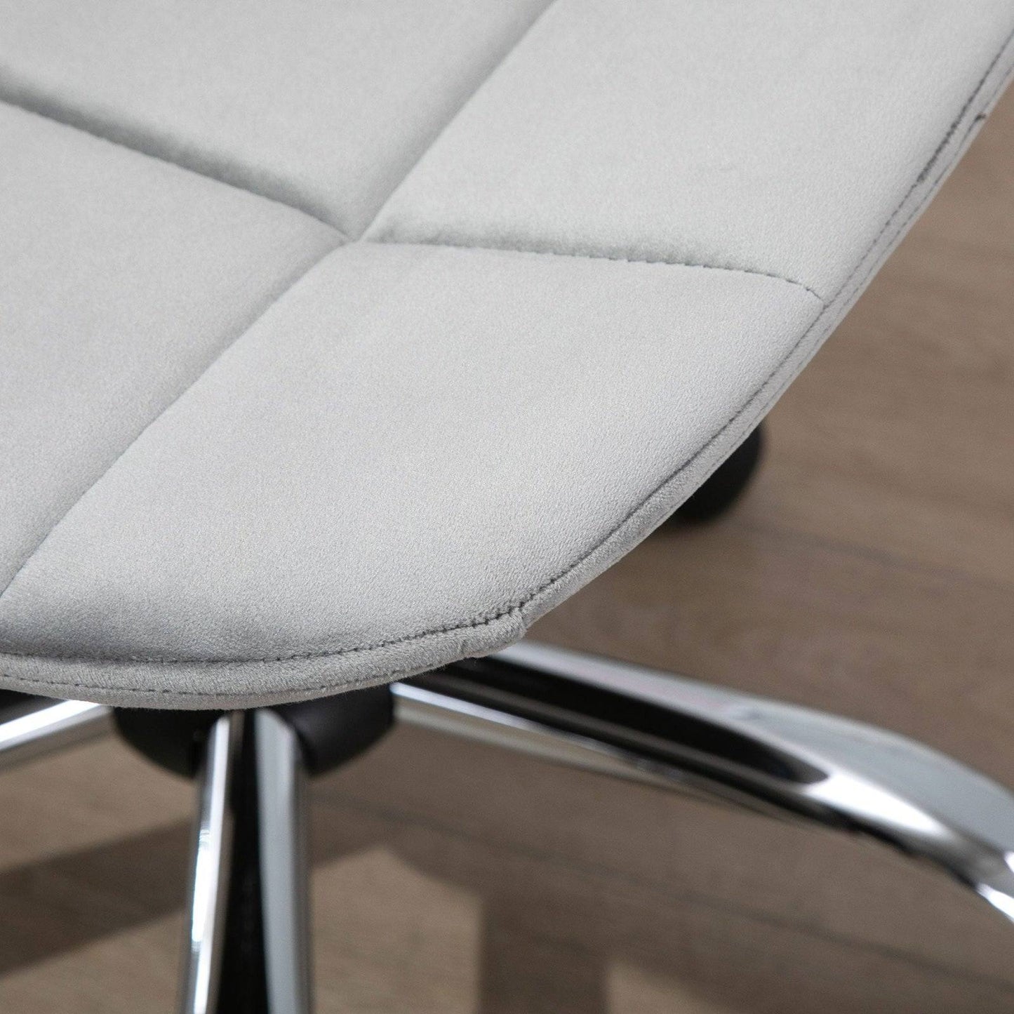 Ergonomic Office Chair Velvet Computer Home Study Chair Armless With Wheels Grey