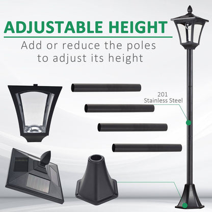 Outdoor Garden Solar Post Lamp Sensor Dimmable LED Lantern Bollard Pathway 1.6M Tall  Black