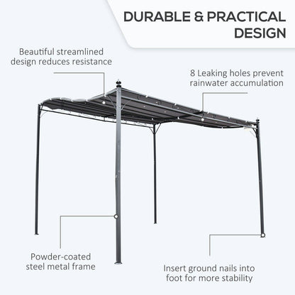 3x3m Freestanding Metal Wall Awning Canopy Grey