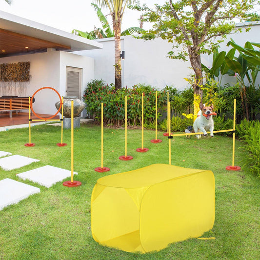 Portable Pet Agility Training Obstacle Set For Dogs With Adjustable High Jumping Pole