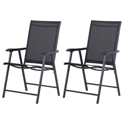 Steel Frame Set of 2 Foldable Outdoor Garden Chairs Black