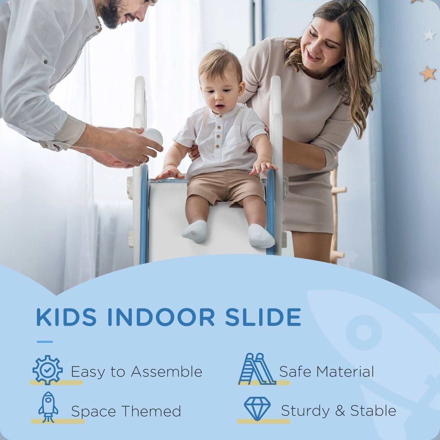 Space Freestanding Baby Slide 1.5 To 3 Years Blue & Grey by Aiyaplay