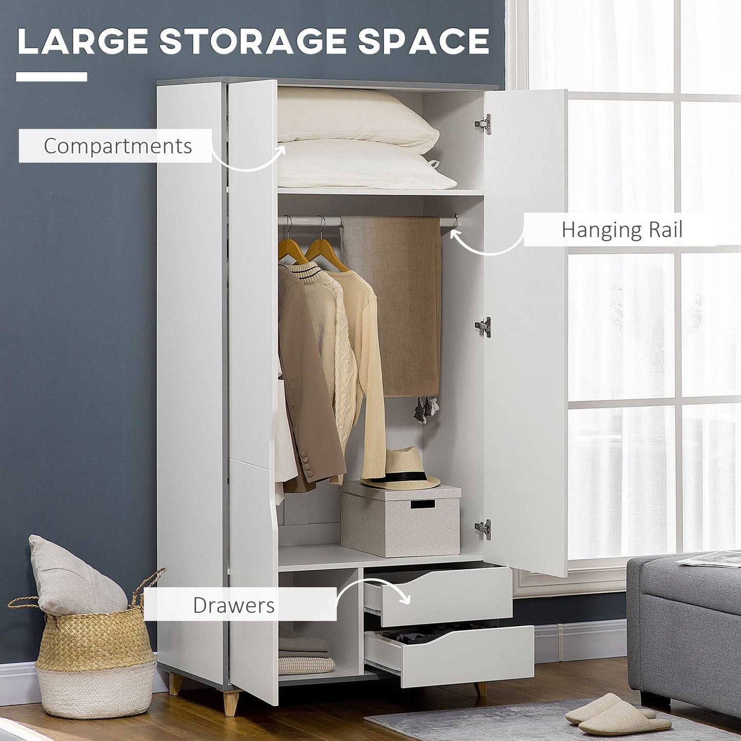 Wardrobe with 2 Doors