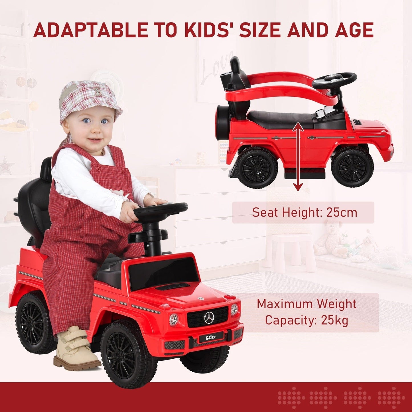 Benz G350 Ride-On Push Along Car Sliding Walker Floor Slider Stroller Toddler Vehicle