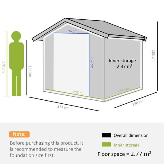 Galvanised 7 x 4' Double Door Apex Garden Shed Lockable Steel Brown by Steadfast