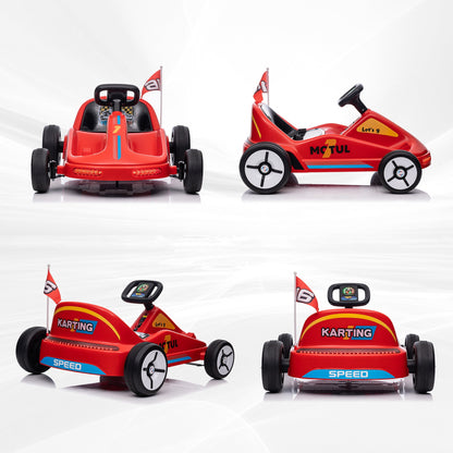 AIYAPLAY 6V Electric Go Kart w/ Music, Light, Horn, for 3-5 Years