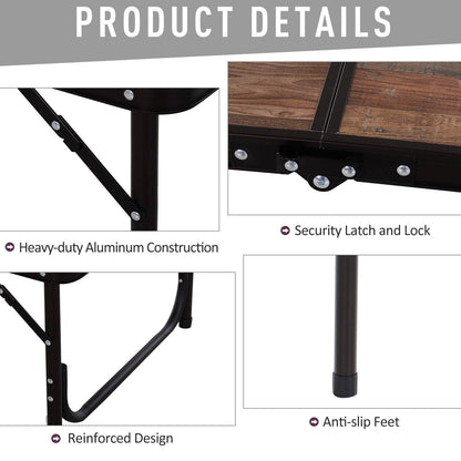 3ft Height Adjustable Medium-density fibreboard Folding Camping Table
