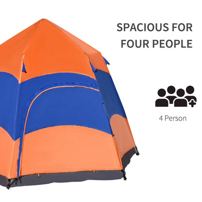 4 Man Hexagon Pop Up Tent Camping Shelter Festival Hiking Family Portable