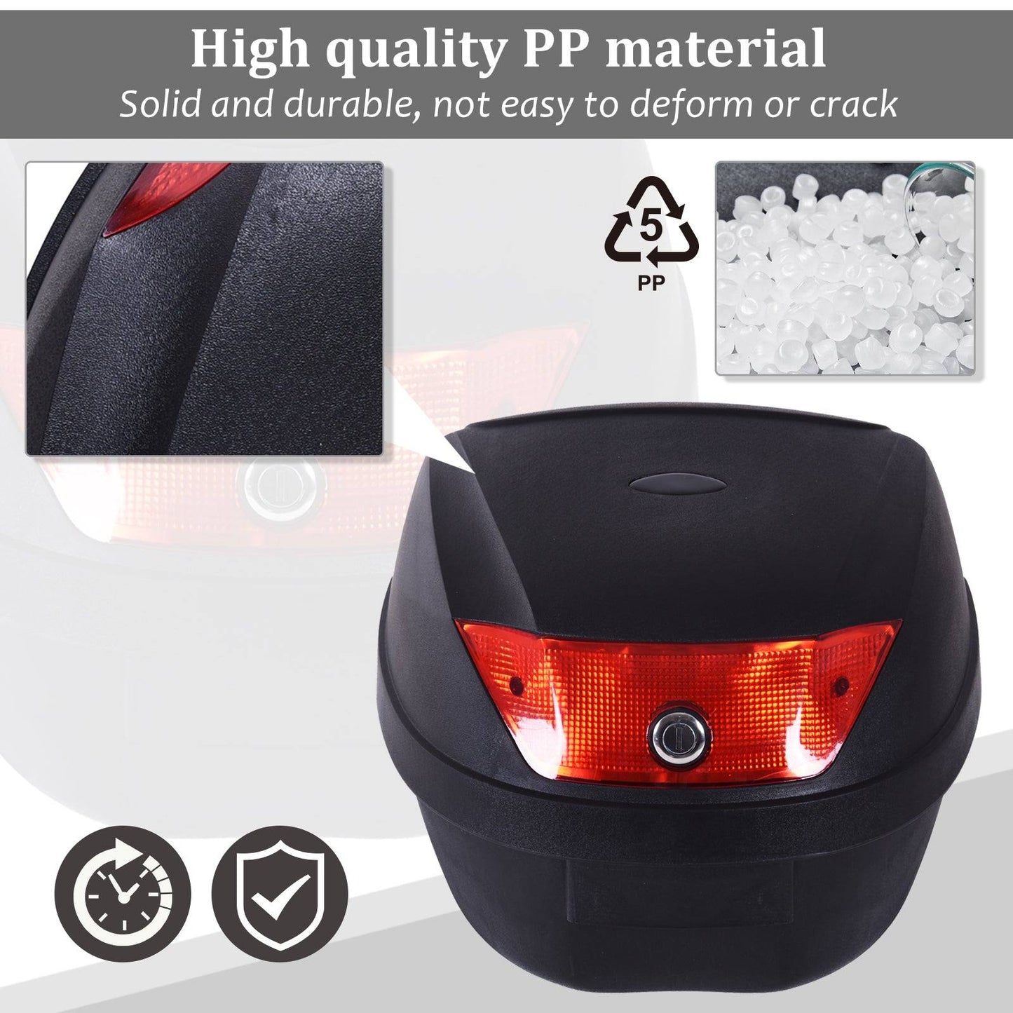 28L Motorcycle Tail box Helmet Top Case Motorbike Luggage Storage Trunk Carrier Mount Rack With 2 Keys