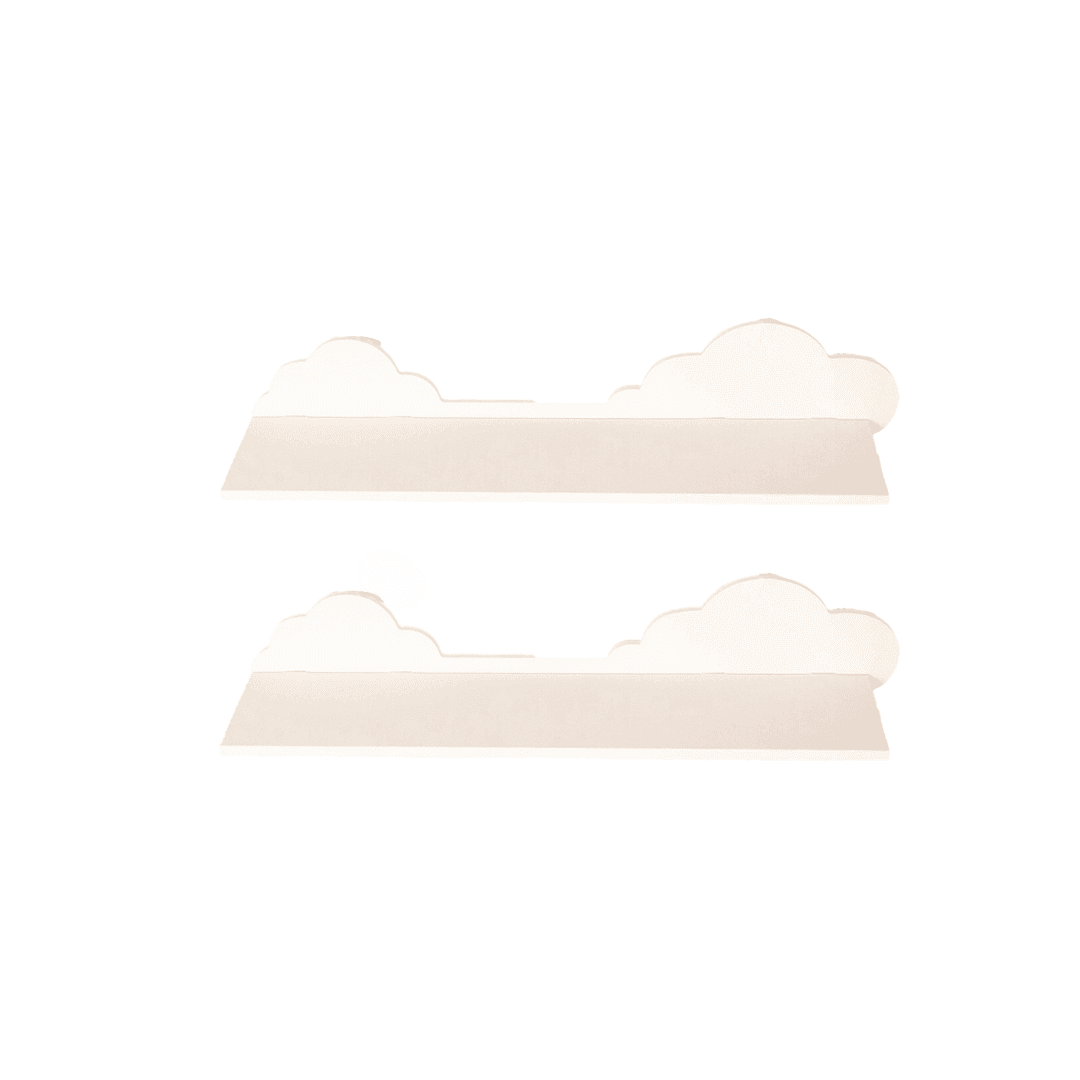 2x White Cloud Shelves Kid's Nursery Shelves