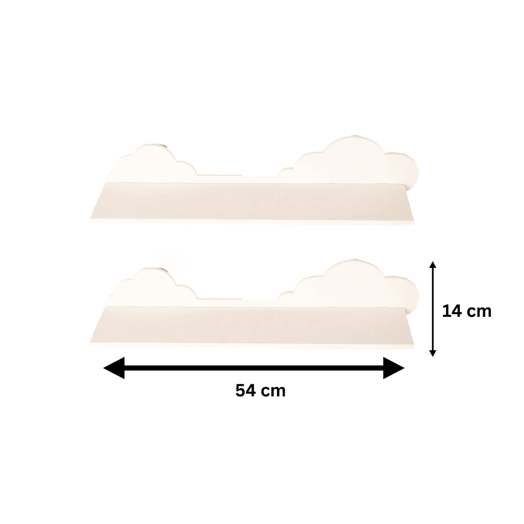 2x White Cloud Shelves Kid's Nursery Shelves