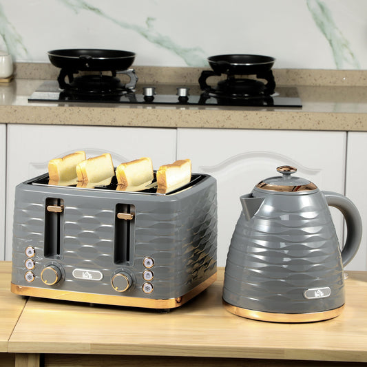 Kettle & Four Slice Toaster Set Grey