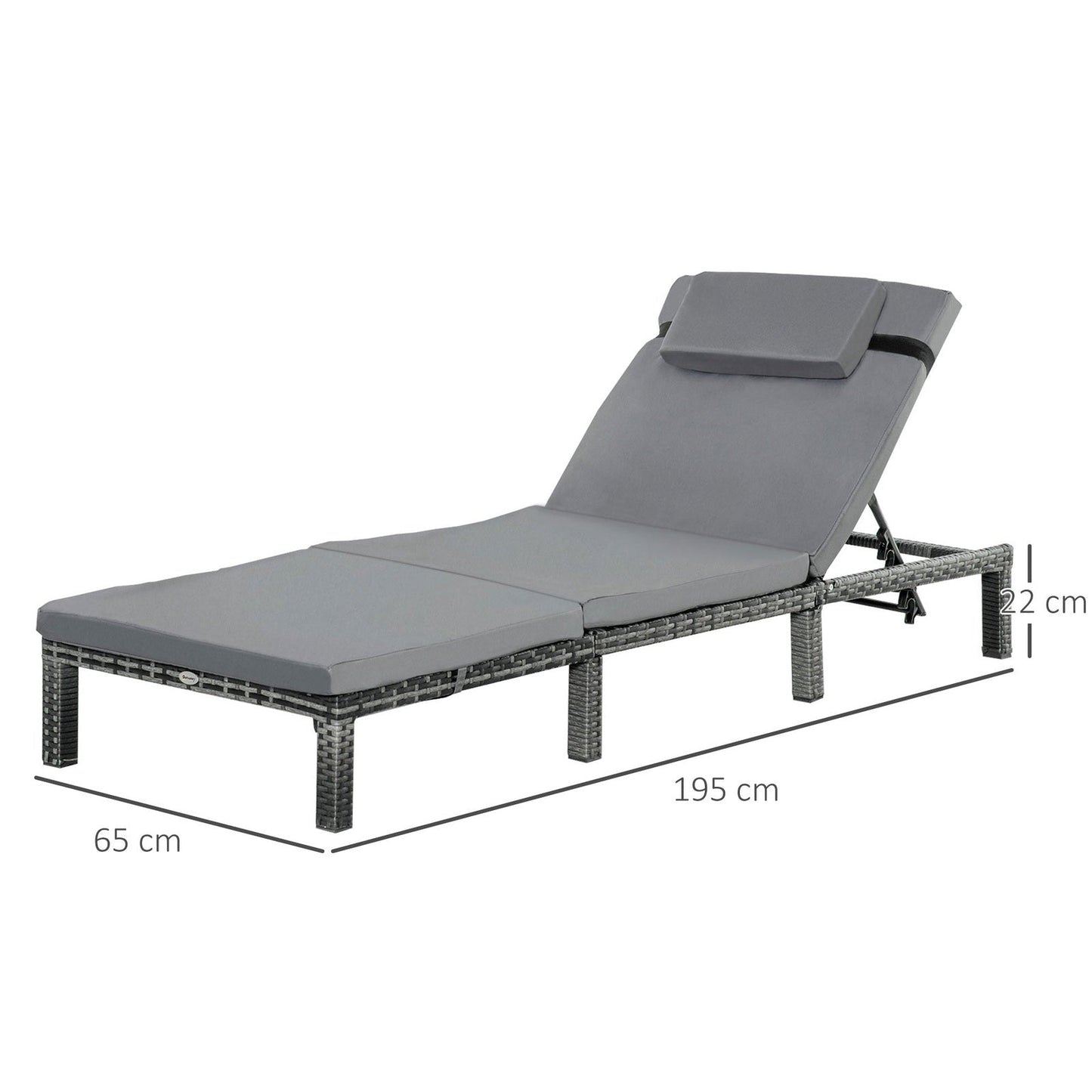 Rattan Sun Lounger Outdoor Garden Furniture Patio Recliner Reclining Chair Bed Fire Resistant Sponge