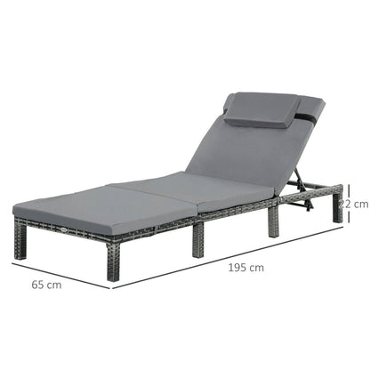 Rattan Sun Lounger Outdoor Garden Furniture Patio Recliner Reclining Chair Bed Fire Resistant Sponge