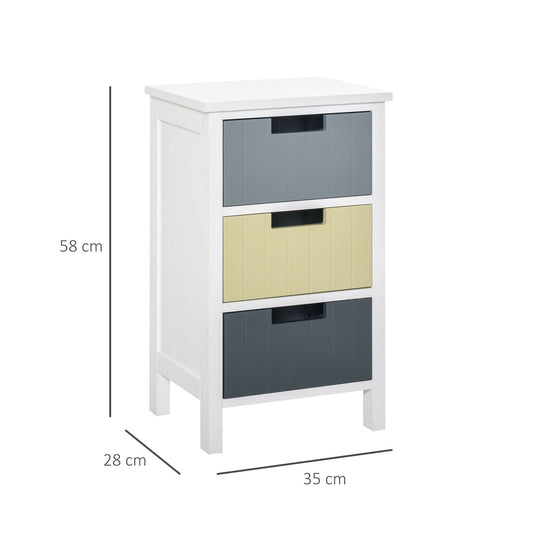 Chest of Drawers Storage Side Cabinet w/ 3 Detachable Drawers Home Furniture