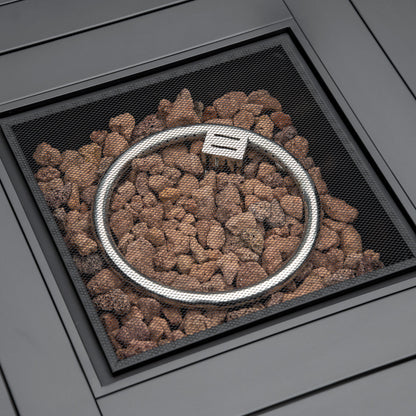 Outdoor PE Rattan Gas Fire Pit Table