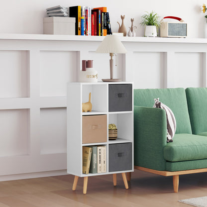 HOMCOM Freestanding 6 Cube Storage Cabinet Unit Bookcase w/ 3 Drawer White