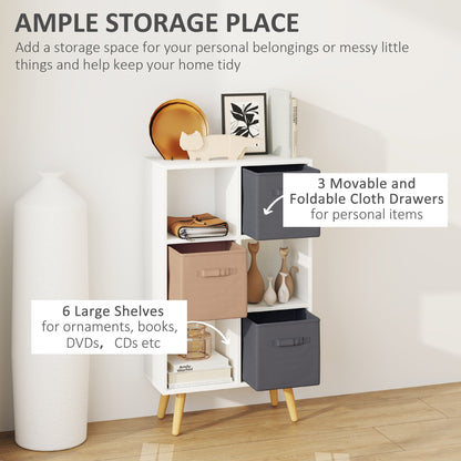 HOMCOM Freestanding 6 Cube Storage Cabinet Unit Bookcase w/ 3 Drawer White