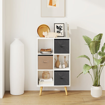 HOMCOM Freestanding 6 Cube Storage Cabinet Unit Bookcase w/ 3 Drawer White