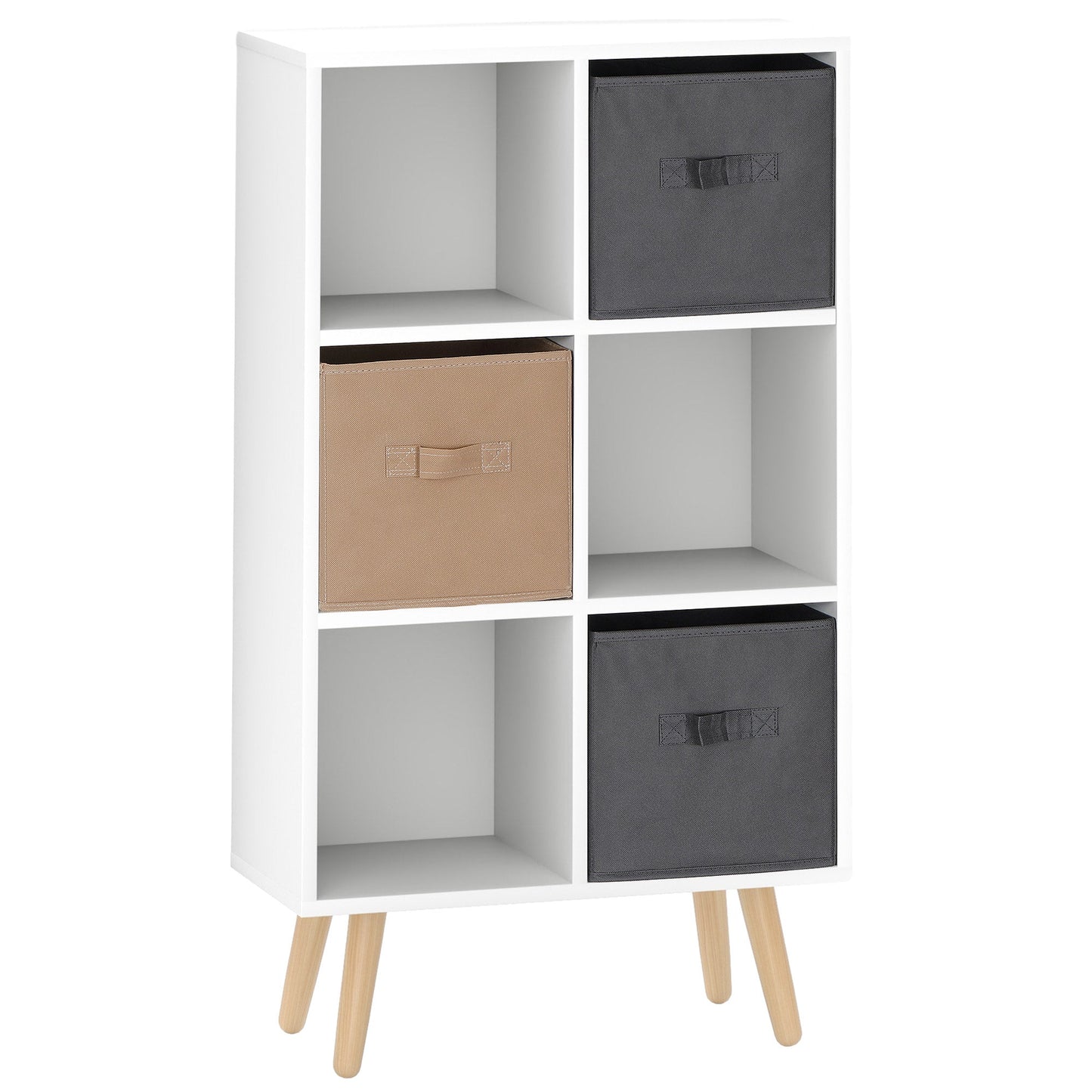 HOMCOM Freestanding 6 Cube Storage Cabinet Unit Bookcase w/ 3 Drawer White