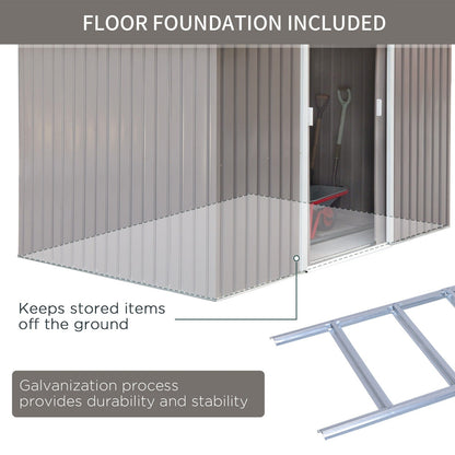 Galvanised 9 x 6' Double Door Apex Garden Shed With Ventilation Steel Grey by Steadfast