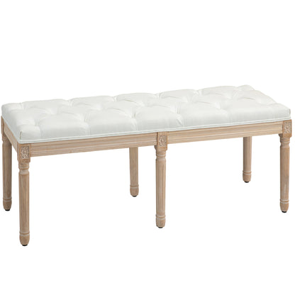 HOMCOM End of Bed Bench, Upholstered Bedroom Bench, Cream White