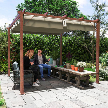 Outsunny 3 x 3(m) Aluminium Garden Pergola with Retractable Roof