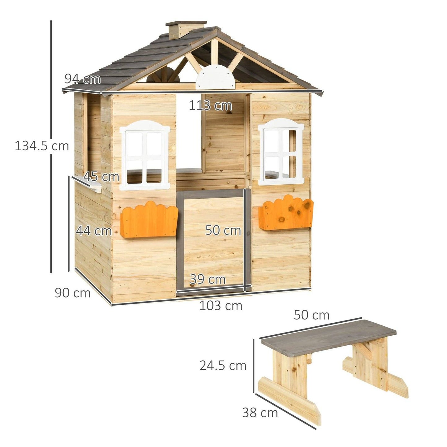 Wooden Kids Playhouse Outdoor Garden Games Cottage with Door
