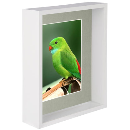 8" x 10" White 3D Deep Box Photo Frame - with 5" x 7" Mount