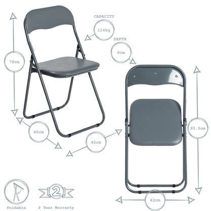 Grey Wave Grey Framed Padded Folding Chair