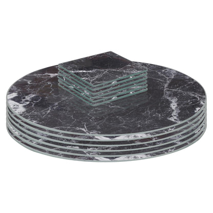 12pc Round Glass Placemats & Square Coasters Set - 30cm - Marble