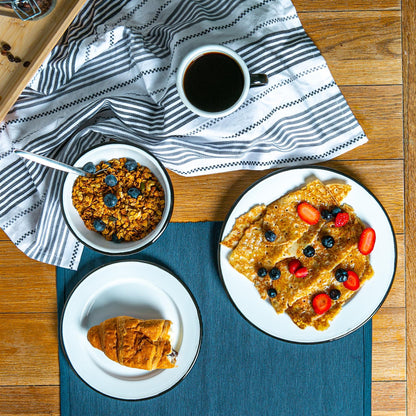 20cm White Enamel Side Plates - Pack of Six