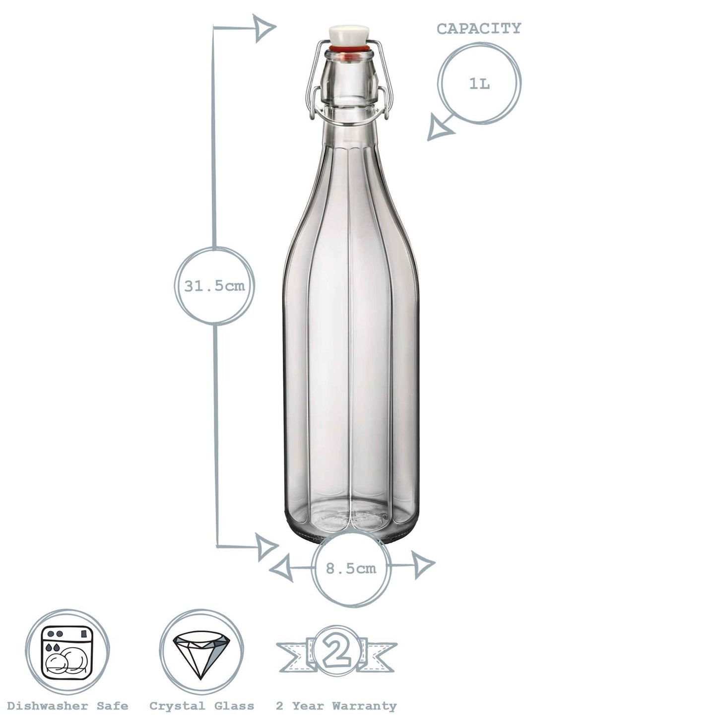 1L Oxford Glass Swing Top Bottle