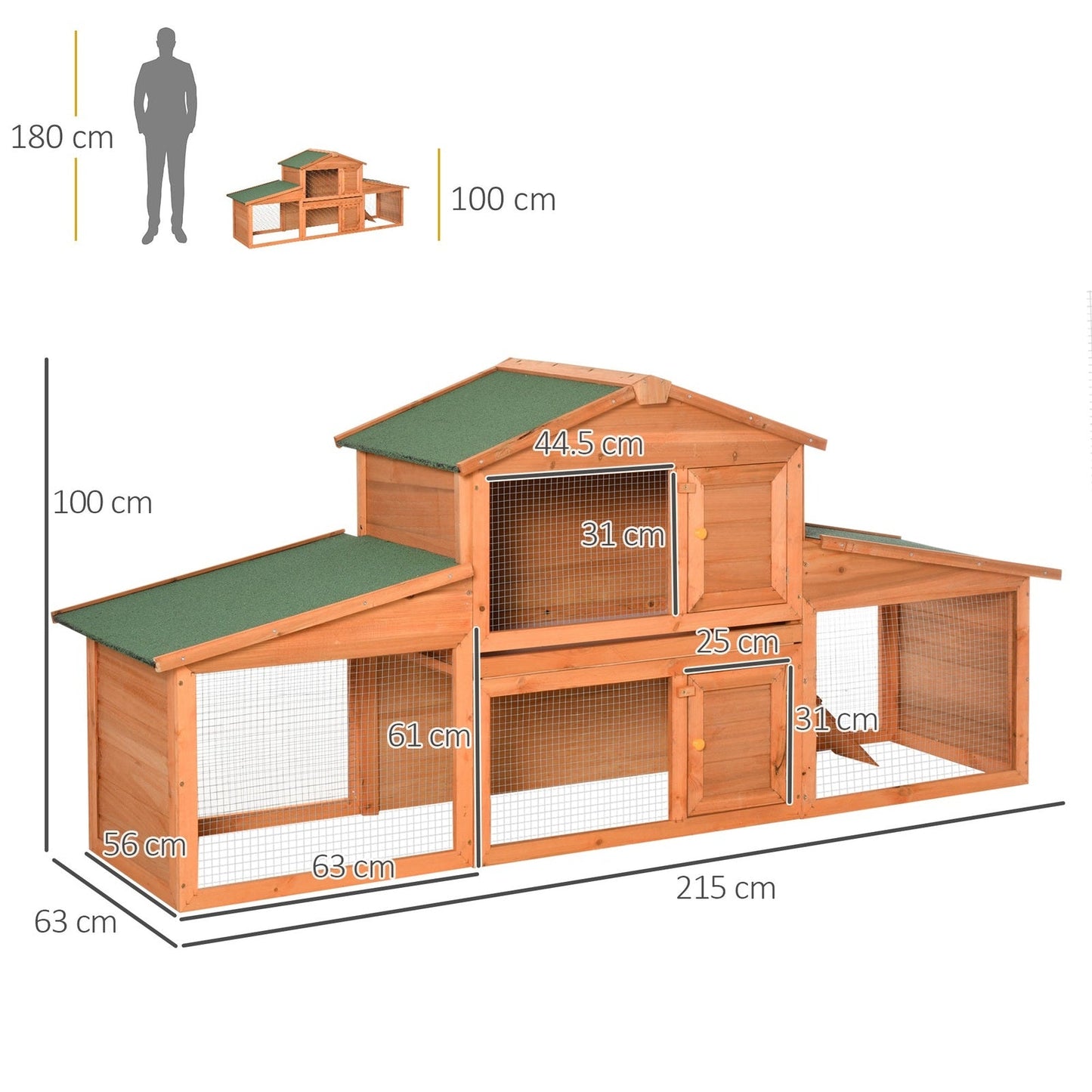 PawHut Large Rabbit Hutch Outdoor