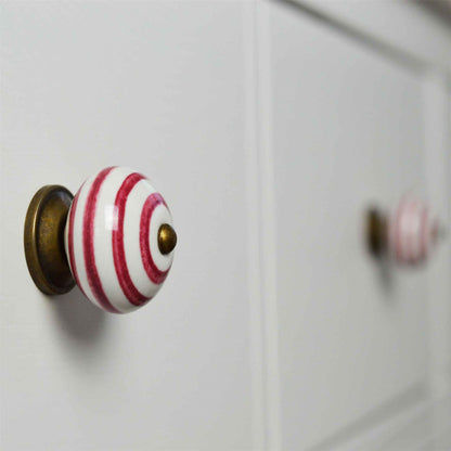 Round Stripe Ceramic Cabinet Knob