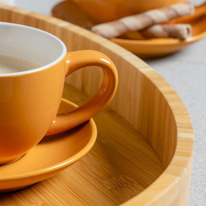 250ml Yellow Cappuccino Cups & Saucers - Pack of Six