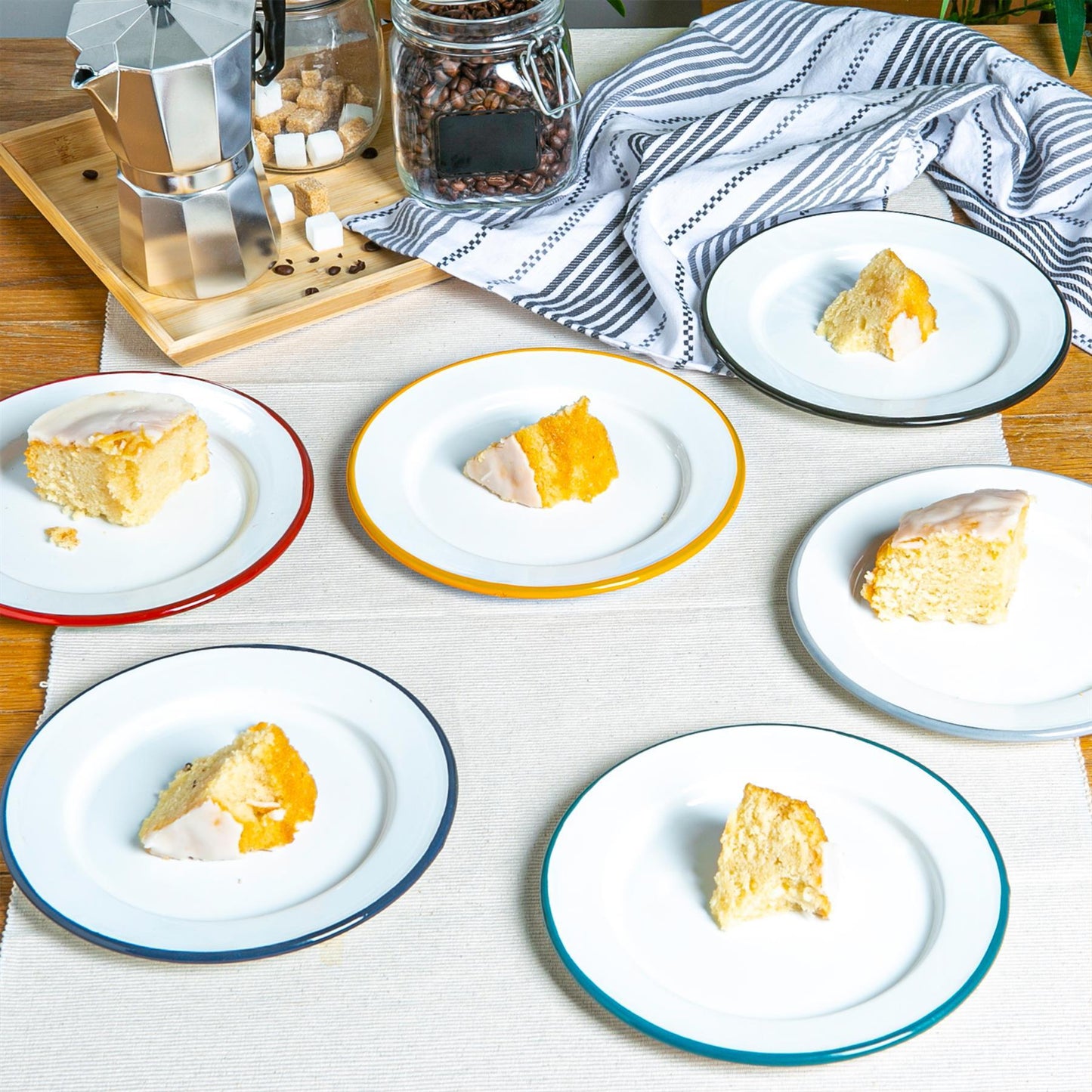 20cm White Enamel Side Plates - Pack of Six