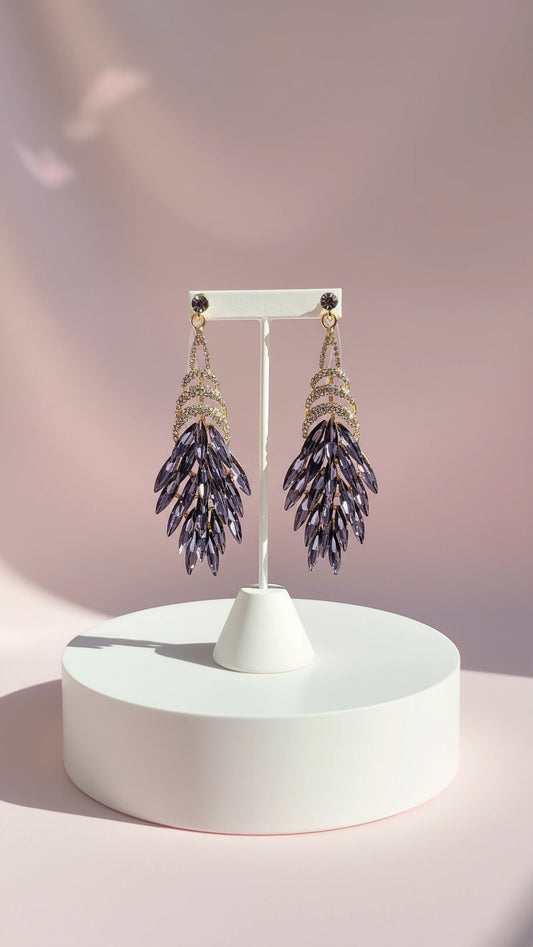 Layered Lilac Crystal Drop & Dangle Earrings