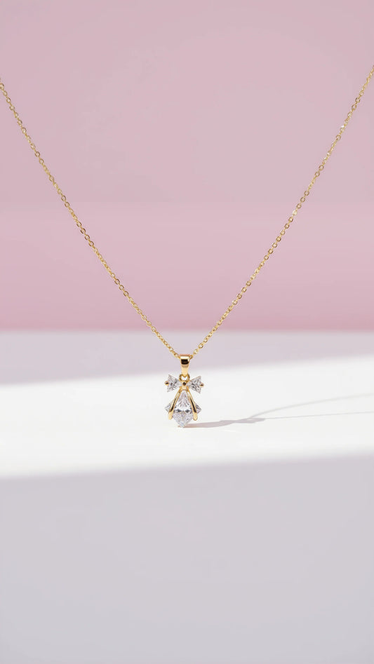 Bow Crystal Pendant Necklace