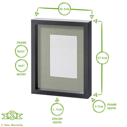 8" x 10" White 3D Box Photo Frame with 4" x 6" Mount