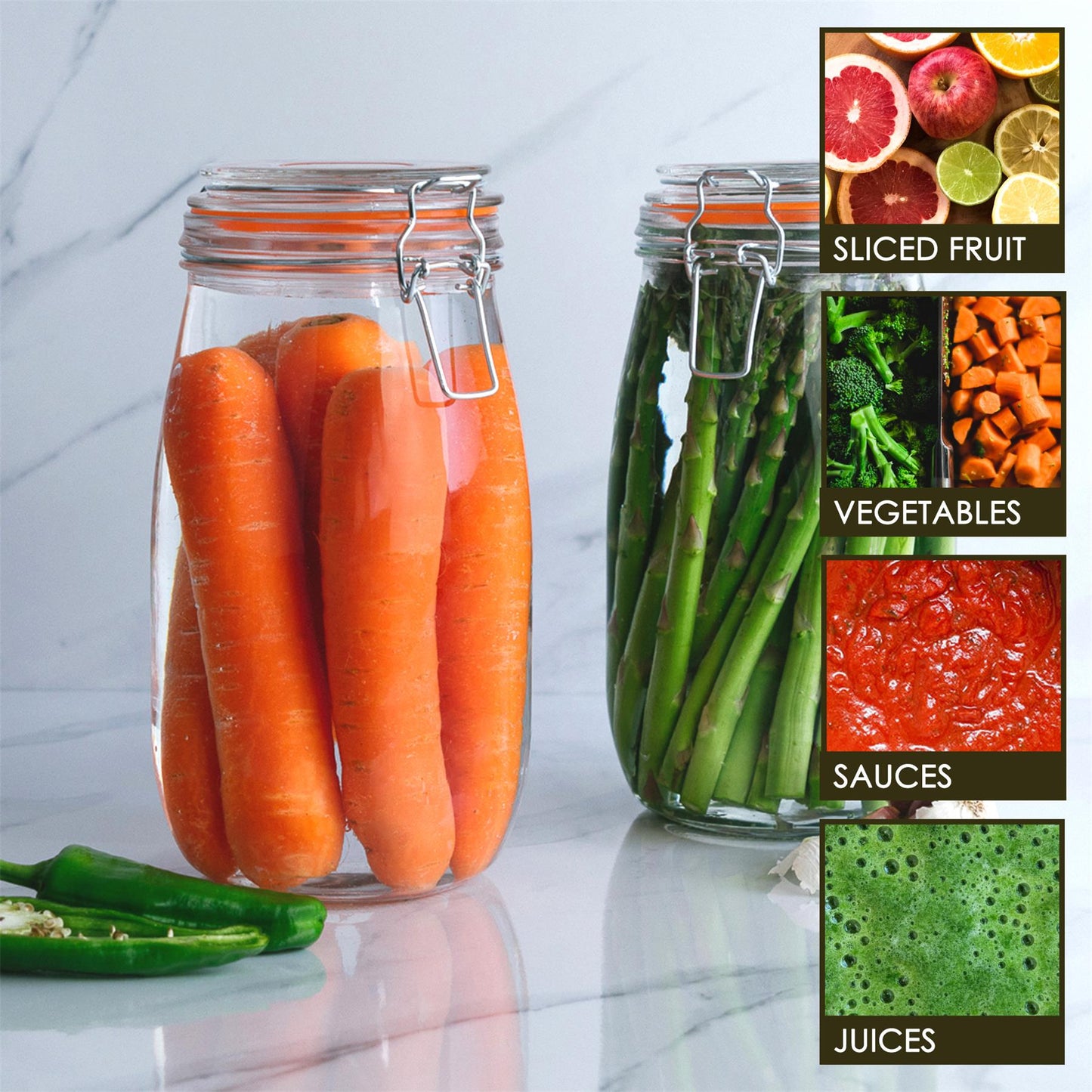 1.5L Air tight Classic Glass Storage Jar + Four Free Coloured Seals