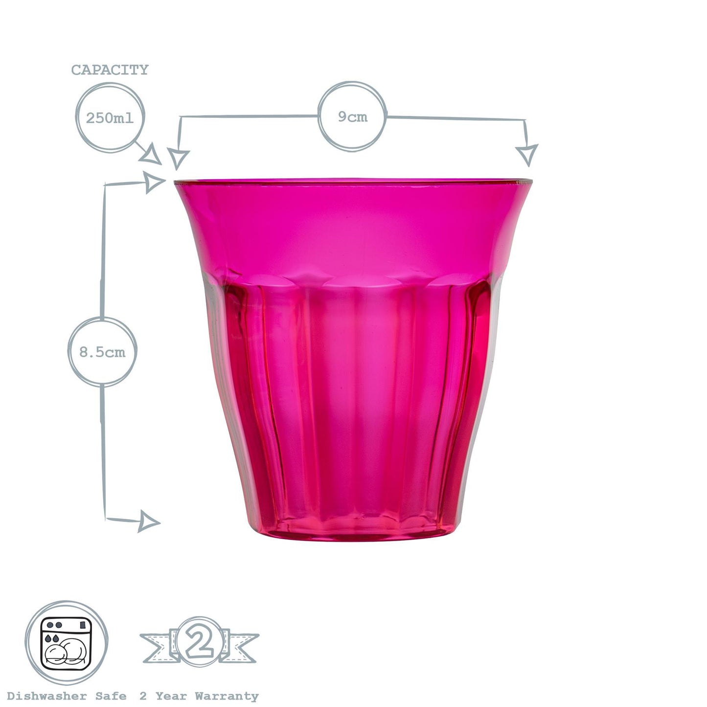 250ml Multicoloured Plastic Tumblers - Pack of 12