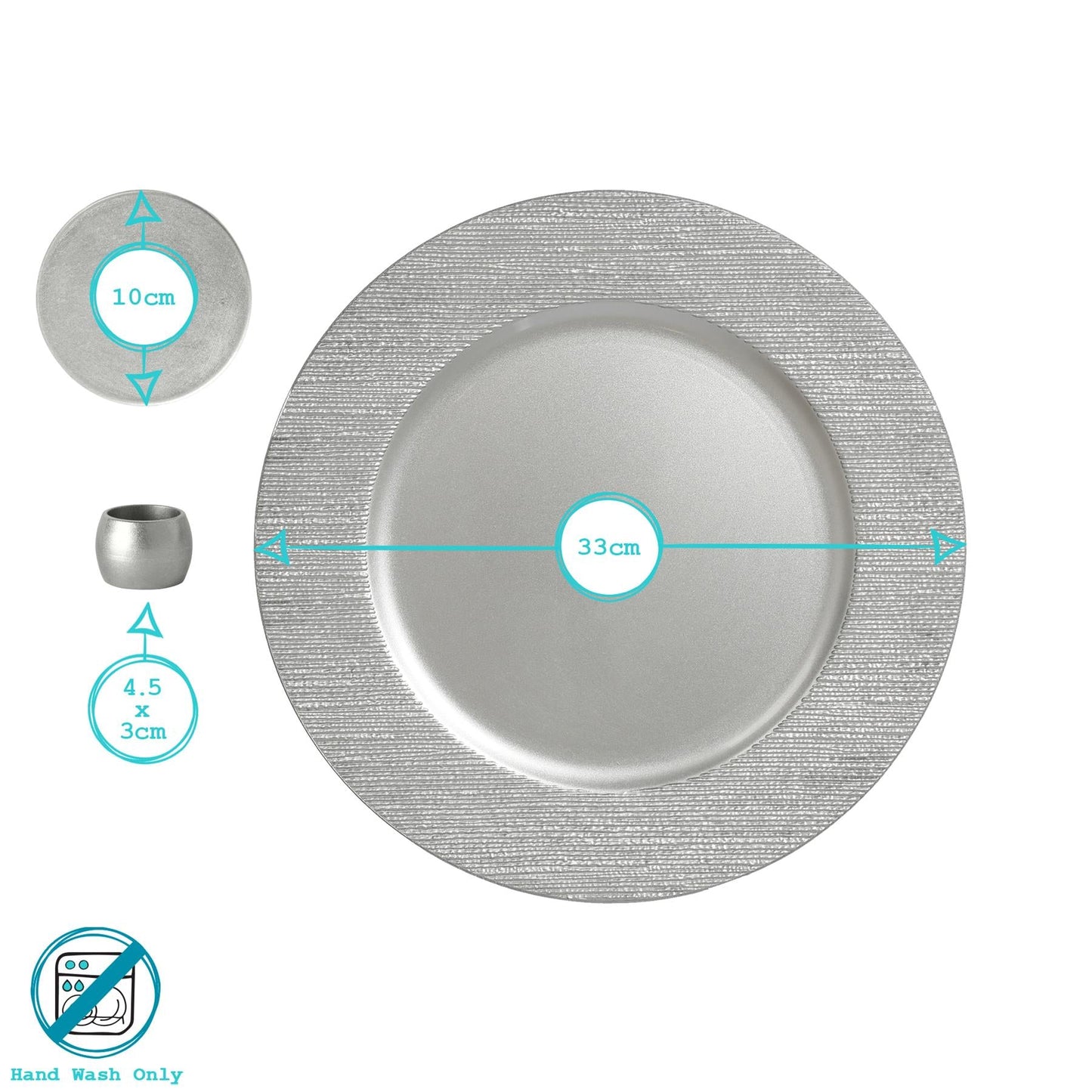 18pc Round Ribbed Charger Plates Set - 33cm