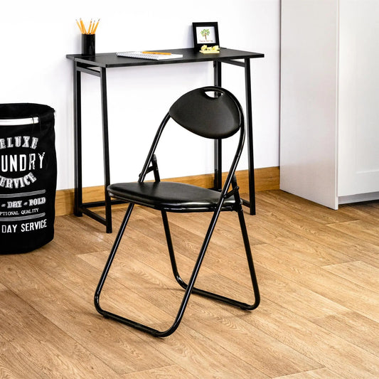 Black Curved Black Framed Padded Folding Chair