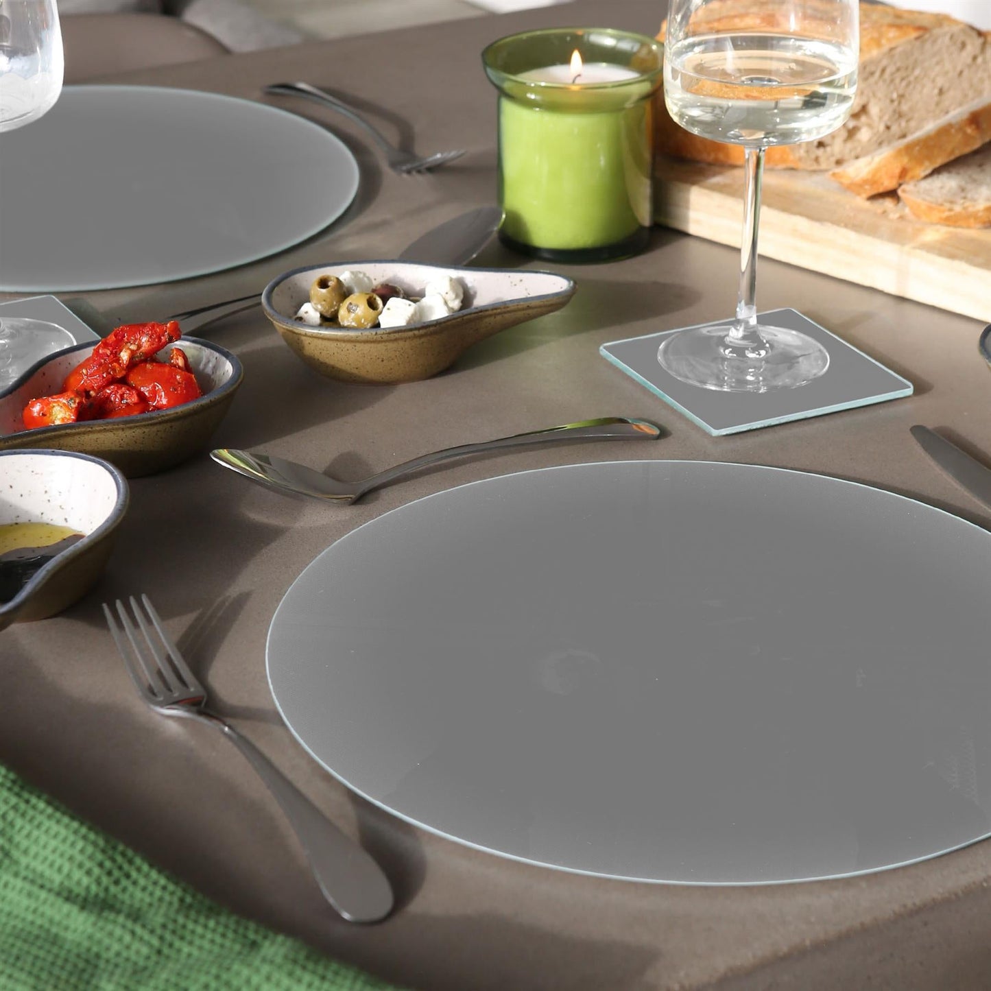 12pc Round Glass Placemats & Coasters Set