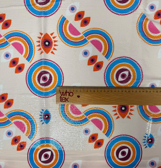 Colourful Geometric Sequin Fabric by the Metre
