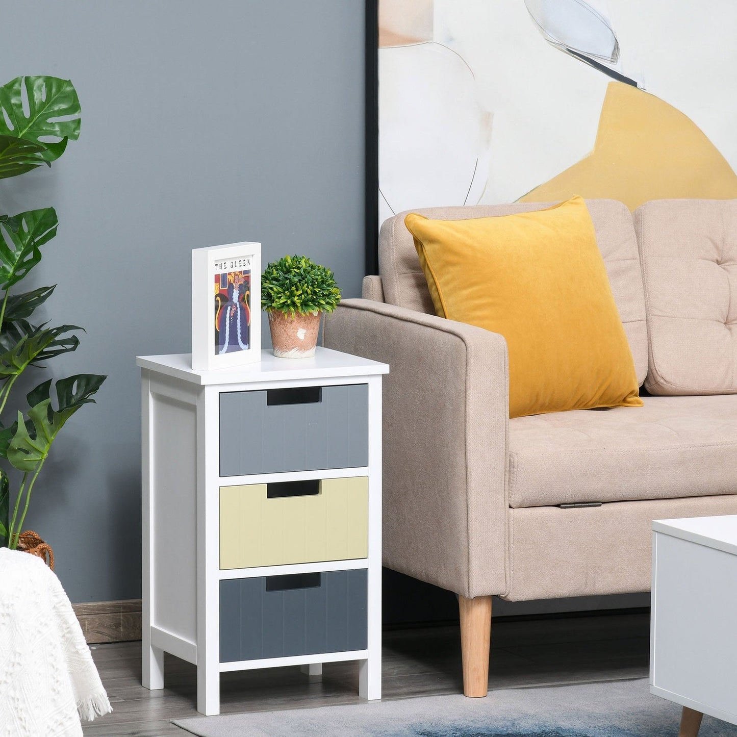 Chest of Drawers Storage Side Cabinet w/ 3 Detachable Drawers Home Furniture