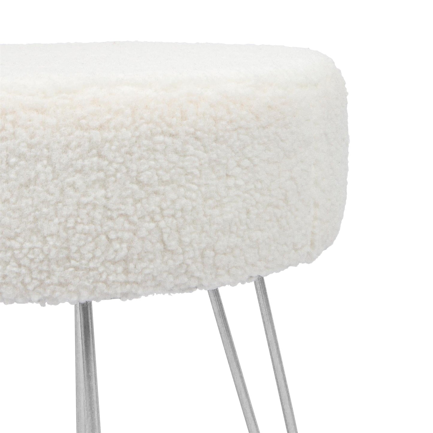 Cream H41 x D35cm Round Boucle Footstool